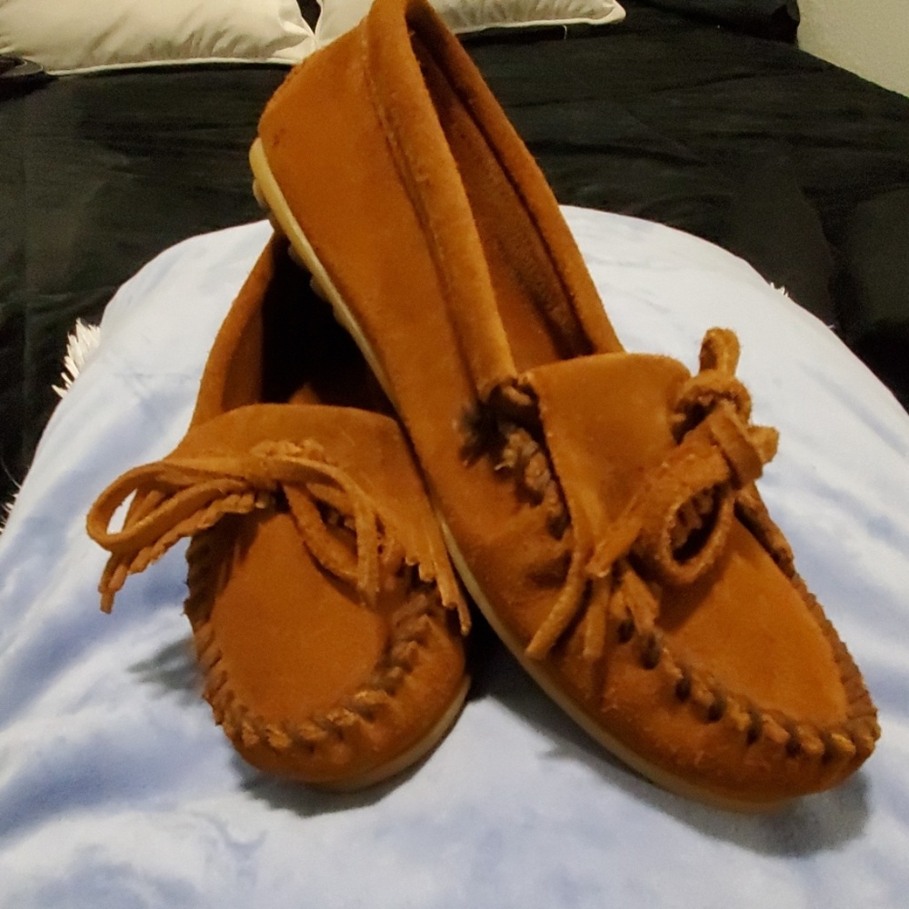 Genuine leather Minnetonka moccasins